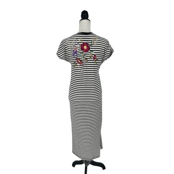 Johnny Was Osaka Striped Embroidered Short Sleeve Midi Dress - Picture 14 of 16
